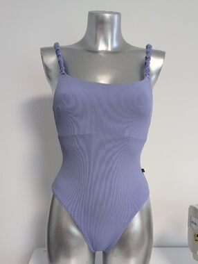 La Vie En Rose Lilac Ribbed One-Piece Swimsuit XS